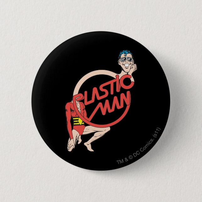 Plastic Man Rubberneck Sign Button (Front)