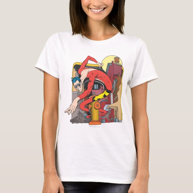Plastic Man Shape-Shifts in the City T-Shirt (Front)