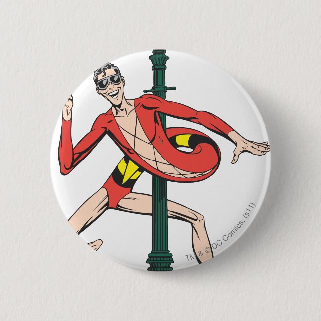 Plastic Man Wraps Streetlamp Button (Front)