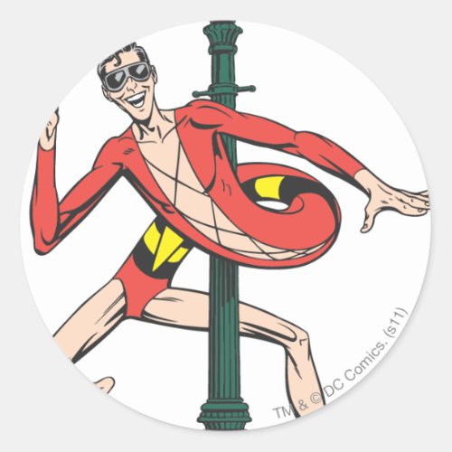 Plastic Man Wraps Streetlamp Classic Round Sticker