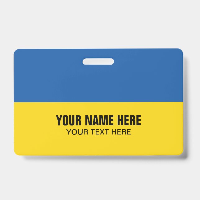 Plastic name badge with Ukraine flag (Front)