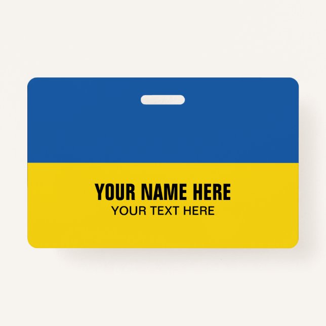 Plastic name badge with Ukraine flag (Front)