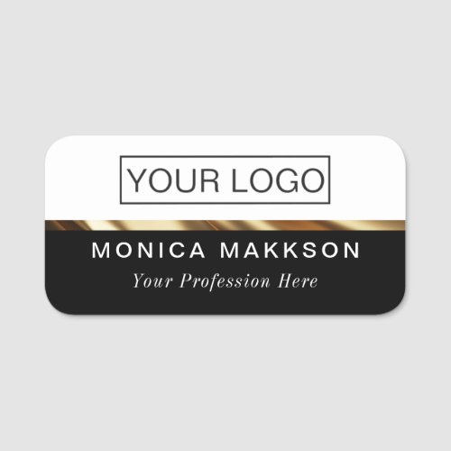 Plastic Name Tag Magnetic _ Gold Classic