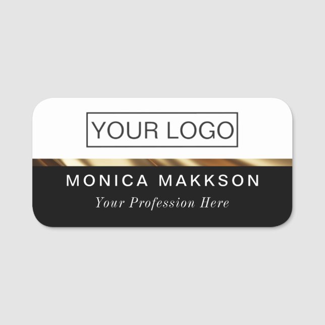 Plastic Name Tag Magnetic - Gold Classic (Front)