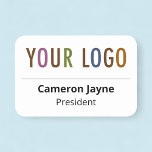 Plastic Name Tag Magnetic or Pin Custom Logo<br><div class="desc">Easily personalize our professional plastic name tag with your company logo, employee name, job title, or other custom text. It's available with a magnetic back fastener (do not use with pacemakers) or with a safety pin back. You can customize the background color. Available in other shapes. The large rectangle name...</div>
