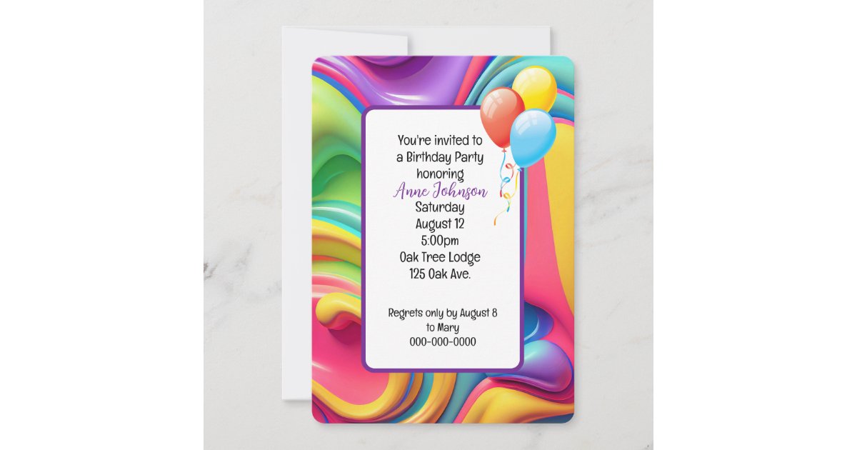 Plastic Psychedelic Birthday Invite | Zazzle