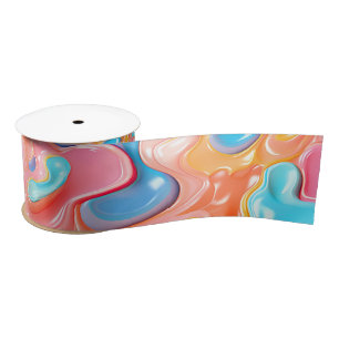Plastic Psychedelic Fluid Shapes Satin Ribbon