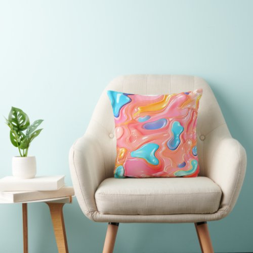 Plastic Psychedelic Fluid Shapes Throw Pillow