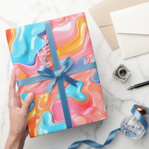 Plastic Psychedelic Fluid Shapes Wrapping Paper