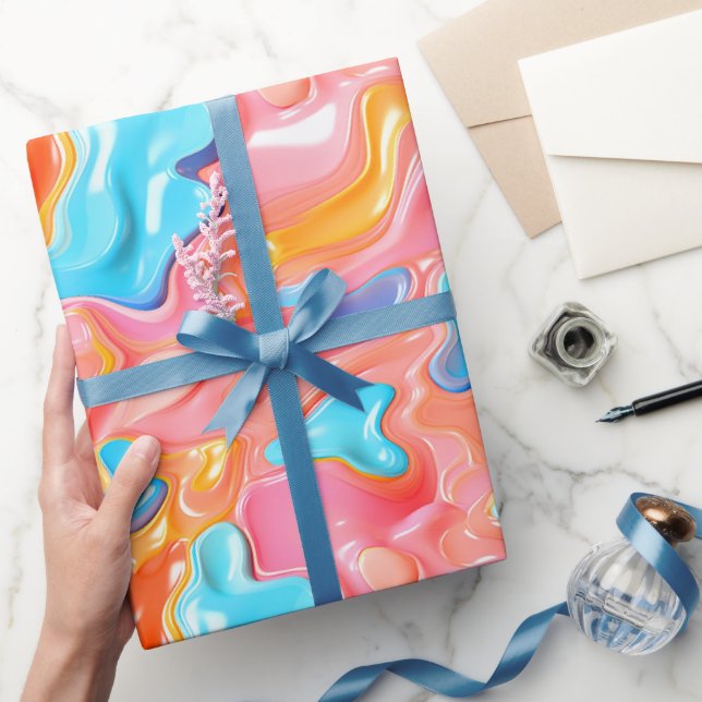 Plastic Psychedelic Fluid Shapes Wrapping Paper (Gifting)