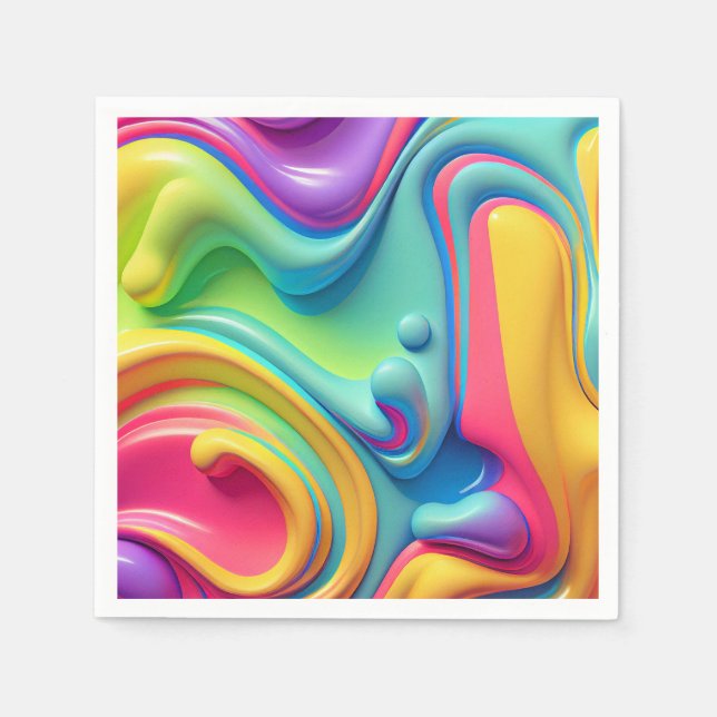 Plastic Rainbow Fluid Shapes Napkins (Front)