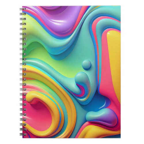 Plastic Rainbow Fluid Shapes Notebook