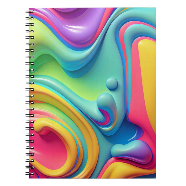 Plastic Rainbow Fluid Shapes Notebook (Front)
