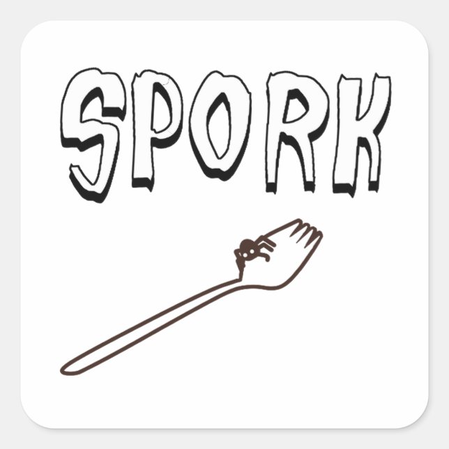 Plastic Spork With Eight Legged Creature Square Sticker (Front)