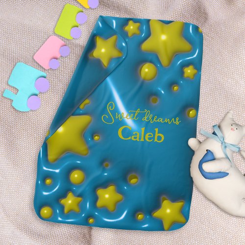 Plastic Stars and Dots In Blue Sky Sweet Dreams Baby Blanket