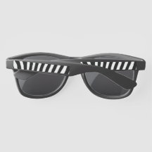 Plastic Sunglasses, Zebra Stripes Frame, Dark Lens