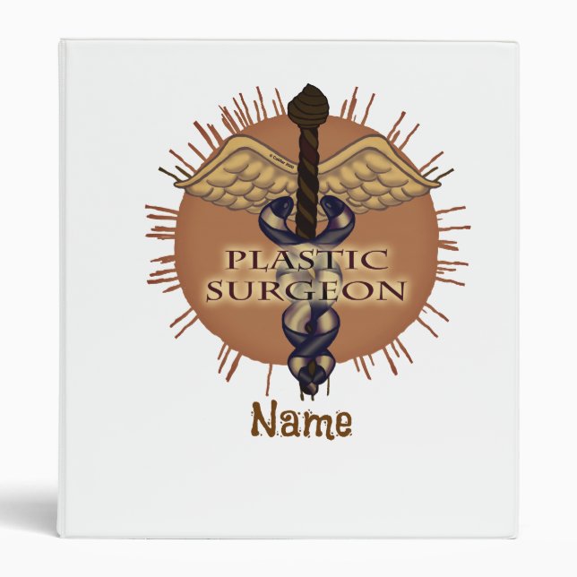 Plastic Surgeon caduceus  3 Ring Binder (Front)