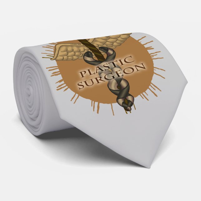 Plastic Surgeon caduceus  Neck Tie (Rolled)