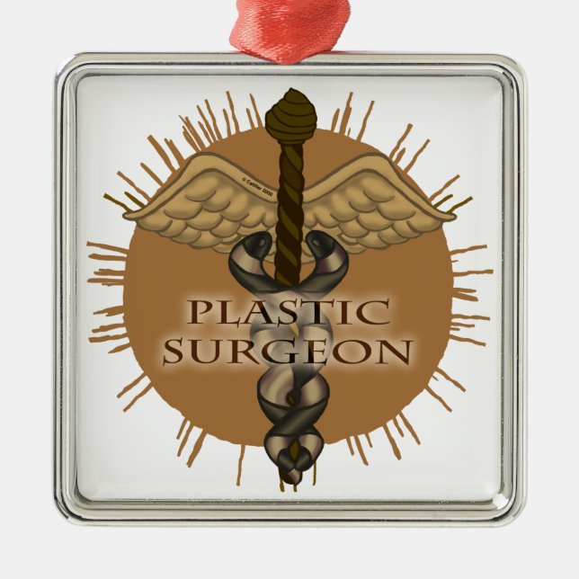 Plastic Surgeon Caduceus Square Ornament (Front)