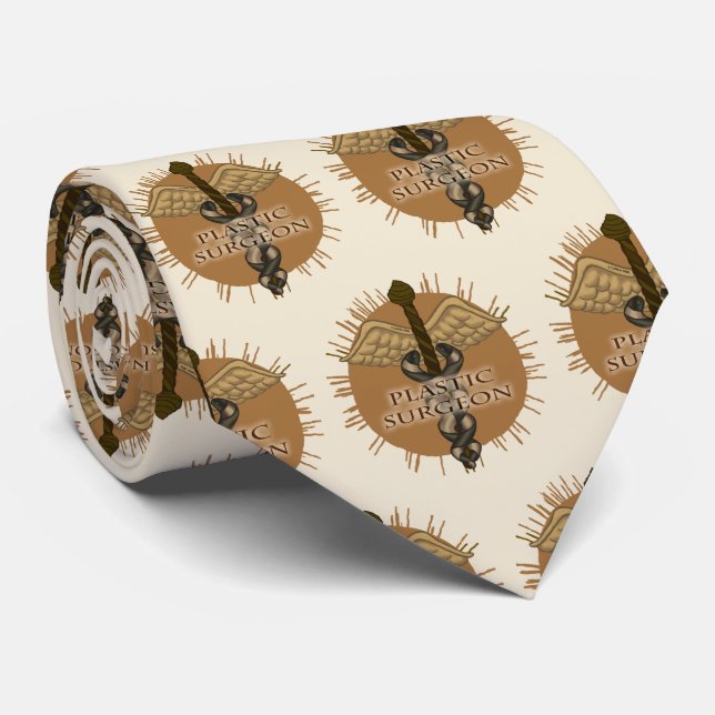 Plastic Surgeon Doctor Caduceus Neck Tie (Rolled)