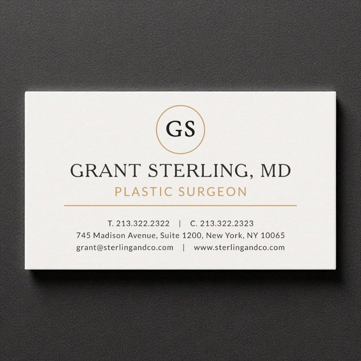 Plastic Surgeon Doctor White Gold Luxury Business Card