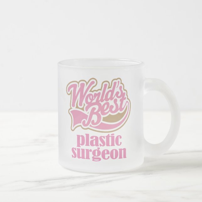 Plastic Surgeon Pink Gift Frosted Glass Coffee Mug (Right)