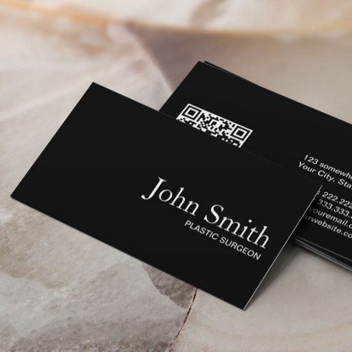 Customizable Black QR Code Plastic Surgeon Business Card