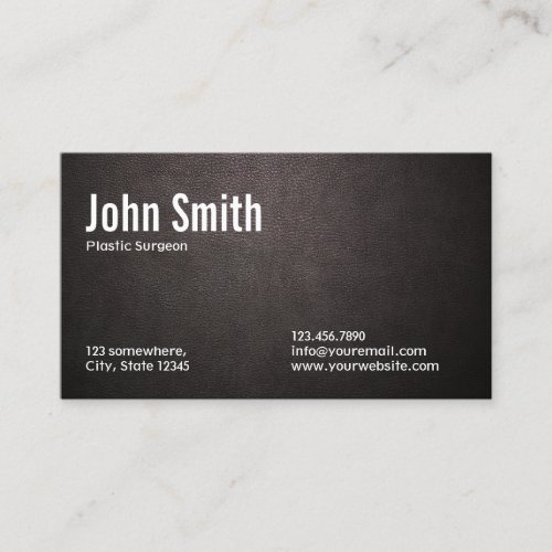 Dark Leather Plastic Surgeon Business Card