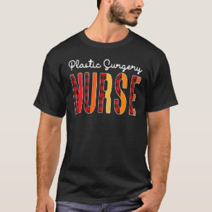 Plastic Surgery Nurse Plaid Red Love Heart Stethos T-Shirt