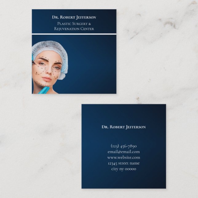 Plastic Surgery & Rejuvenation Center Square Business Card (Front/Back)