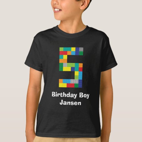 Plastic Toy Bricks 5th Birthday T_Shirt