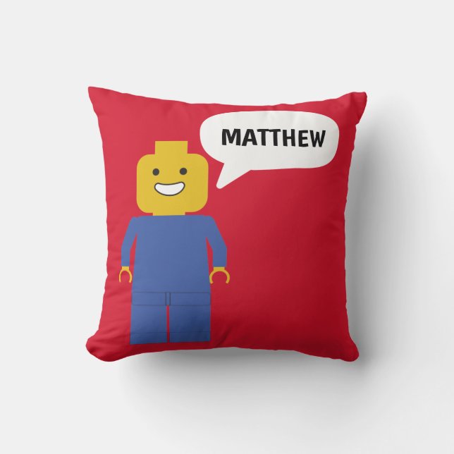 Plastic Toy Building Brick Man Figure Personalized Throw Pillow (Front)
