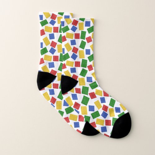 Plastic Toy Building Bricks Patterned Print Socks