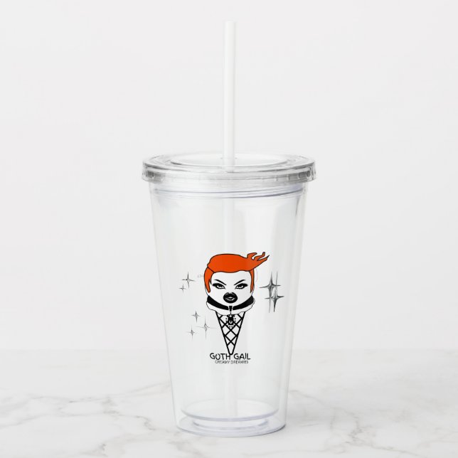 Plastic tumbler with lid GOTH GAIL Creamy dreamies (Front)
