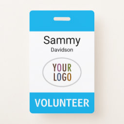 Plastic Volunteer Name Badge with Clip Custom Logo | Zazzle