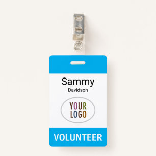 Plastic Volunteer Name Badge with Clip Custom Logo