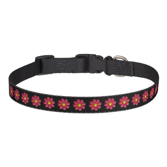Plasticine Red Flower Pattern Pet Collar (Front)