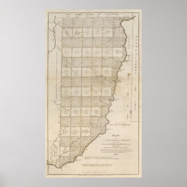 Plat of The Seven Ranges of Townships Poster (Front)