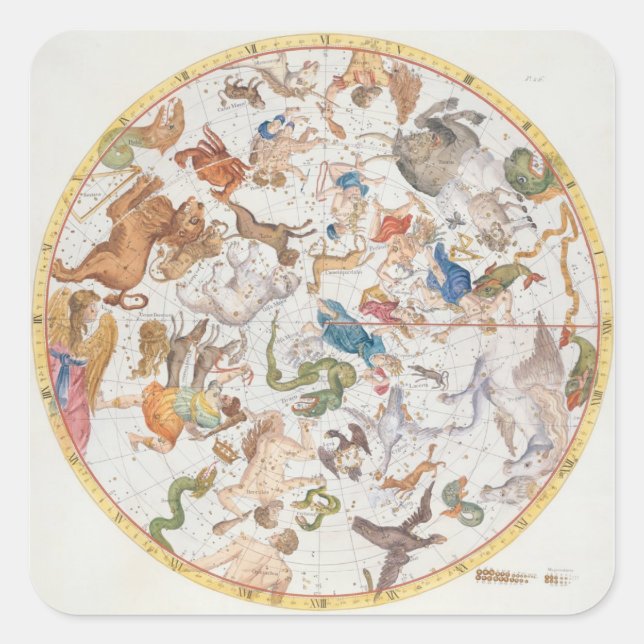 Plate 26 from 'Atlas Coelestis', by John Flamsteed Square Sticker (Front)