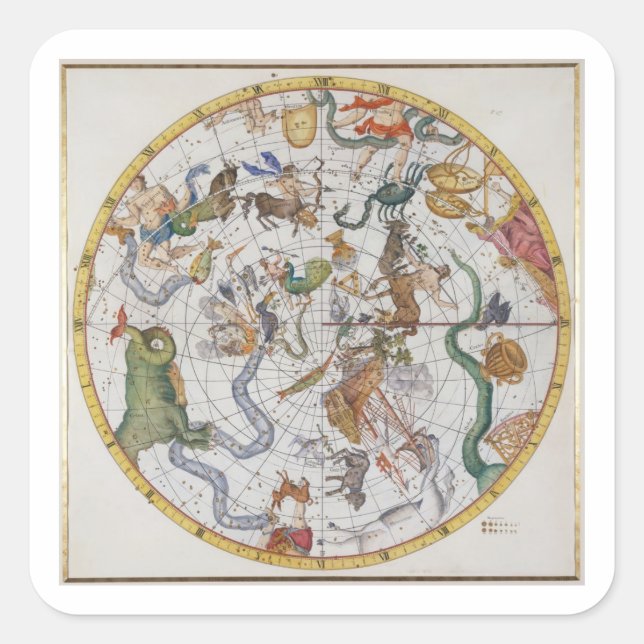 Plate 27 from 'Atlas Coelestis', by John Flamsteed Square Sticker (Front)