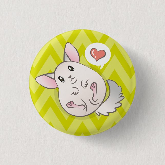 Plate 3,2cm Chinchilla Verde Heart Button (Front)