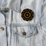 Plate 50th Art Deco Retro Pattern Gold Black    Button