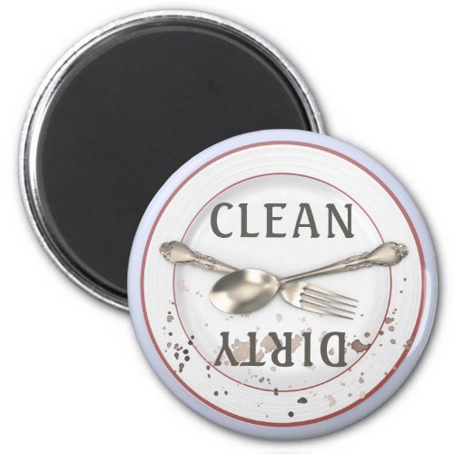 Plate and Silverware Clean Dirty Dishwasher Magnet