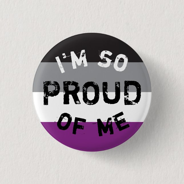 Plate Asexual Flag Under Proud - Love is Love Button (Front)