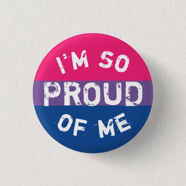 Plate Bisexual Flag Under Proud - Love is Love Button (Front)