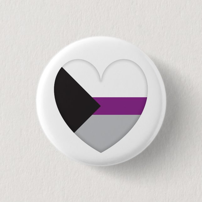 Plate Demisexual Flag Heart - Love is Love Button (Front)