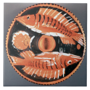 Plate depicting two fish, 350 BC (ceramic) Ceramic Tile