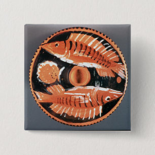 Plate depicting two fish, 350 BC (ceramic) Pinback Button