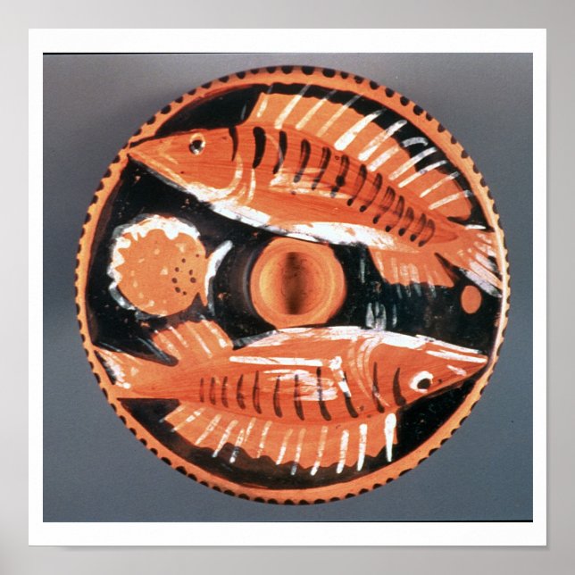 Plate depicting two fish, 350 BC (ceramic) Poster (Front)