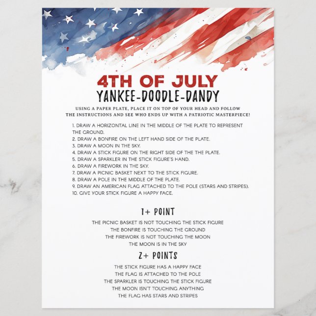 Plate Game 4th of July Party Game (Front)